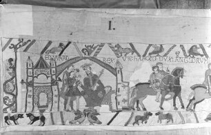 Der Teppich von Bayeux — 1. Szene: König Edward gibt Harold von Wessex den Auftrag, in die Normandie zu reisen