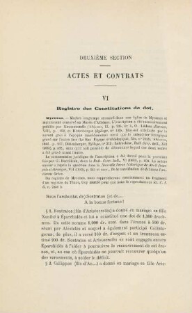 Deuxième section. Actes et contrats
