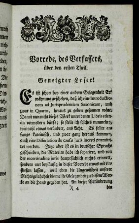Vorrede des Verfassers, über den ersten Theil.