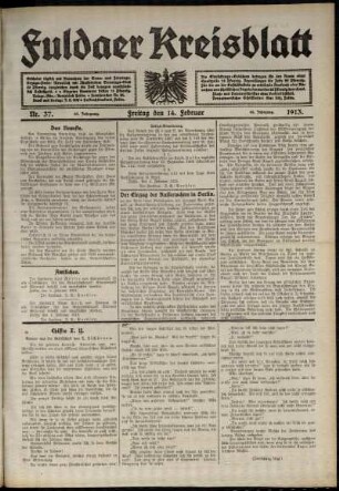 Ausgabe vom Freitag, den 14. Februar 1913.
