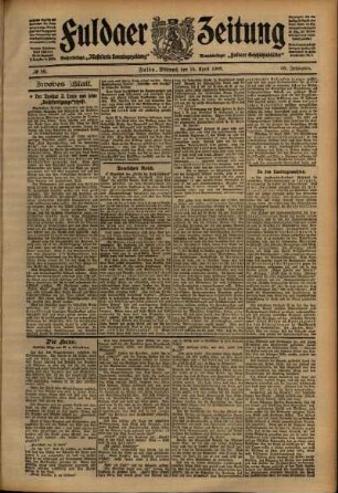 Zweite Ausgabe vom Mittwoch, den 15. April 1908.