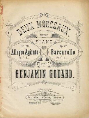 Deux morceaux : pour piano ; op. 76. Allegro agitatio, op. 77. Barcarolle, [2]. Barcarolle : op. 77