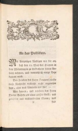 An das Publikum