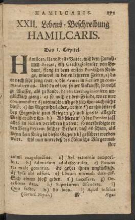 XXII. Lebens-Beschreibung Hamilcaris