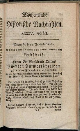 XXXXV. Stück. Bayreuth, den 4 November 1767.