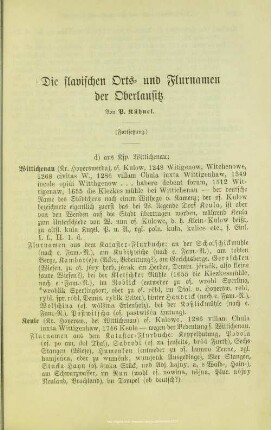 Die slavischen Orts- und Flurnamen der Oberlausitz : (Fortsetzung)