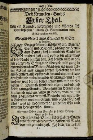 Deß Krancken-Buchs Erster Theil.