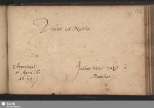 Stammbucheintrag von Johann Peter Wetzel. Straßburg, 5. April 1664