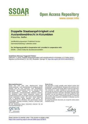 Doppelte Staatsangehörigkeit und Auslandswahlrecht in Kolumbien