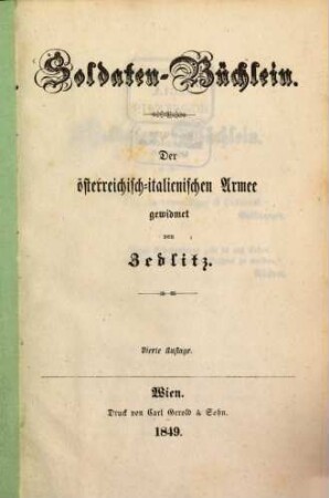 Soldaten-Büchlein : der österreichisch-italien. Armee gewidmet