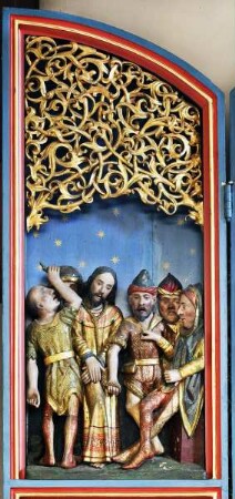 Neustädter Flügelretabel — Altarflügel links — Gefangennahme Christi (oberes Bildfeld)