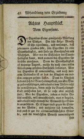 Achtes Hauptstück. Vom Eigensinne.