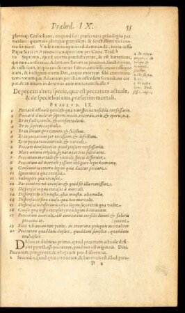 De peccati altera specie, que est peccatum actuale, & de speciebus eius, praesertim mortali. Praelud. IX.