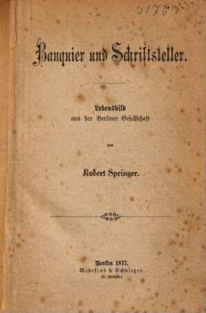 Banquier und Schriftsteller