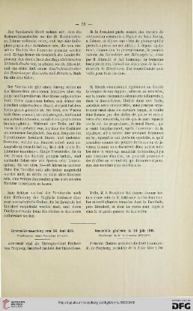 General-Versammlung vom 24. Juni 1891 / Assemblée générale du 24 juin 1891