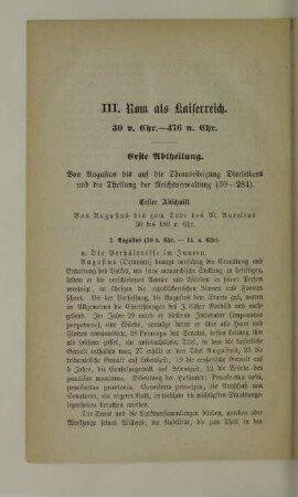 III. Rom als Kaiserreich. 30 v. Chr. - 476 n. Chr.
