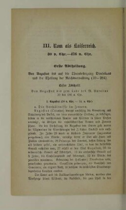 III. Rom als Kaiserreich. 30 v. Chr. - 476 n. Chr.