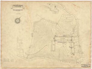 Fick, Roderich; Obersalzberg; SS-Kaserne mit Mannschaftsgebäude, Wirtschaftsgebäude, Exerzierhaus, Kasernenhof, Turnhalle - Lageplan