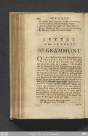 Lettre A Mr. Le Comte De Grammont.