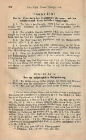 Neunter Titel. Von der Erwerbung des Eigenthums überhaupt, und den unmittelbaren Arten derselben insonderheit