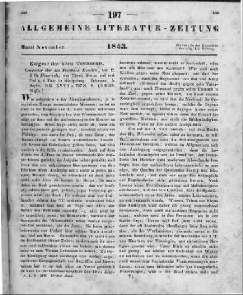 Hävernick, H. A. C.: Commentar über den Propheten Ezechiel. Erlangen: Heyder 1843