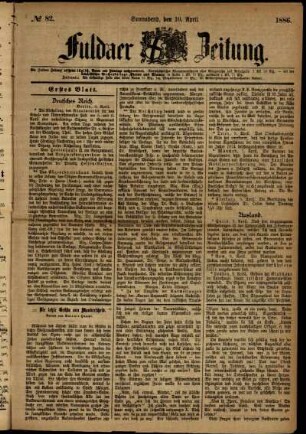Ausgabe vom Samstag, den 10. April 1886.