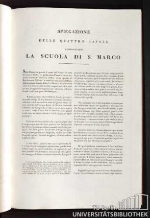 Spiegazione delle quattro Tavole rappresentanti la Scuola di S. Marco