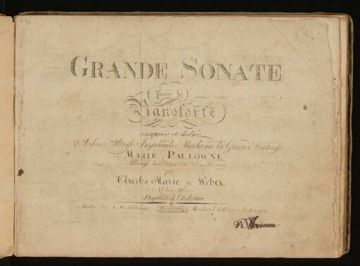Grande Sonate pour le Pianoforte composée et dediée A Son Altesse Jmperiale Madame la Grande Duchesse Marie Paulowne Princesse héréditaire de Saxe Weimar : Oeuv. 24