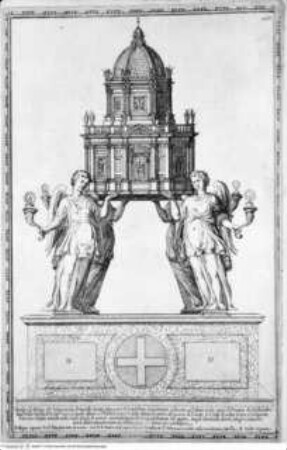 Della trasportatione dell'obelisco Vaticano et delle fabriche di Nostro Signore Papa Sisto V. / fatte dal Cavallier Domenico Fontana. Libro Primo, Folio 106: Ziborium auf dem Altar der Cappella Sistina in Santa Maria Maggiore