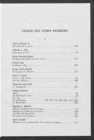 Índice del tomo primero.