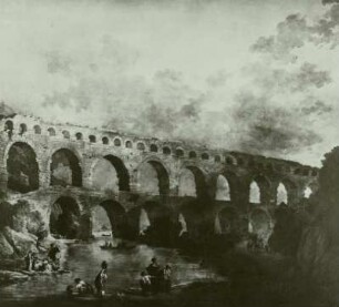 Frankreich, Pont du Gard, bei Avignon, Gemälde von H. Robert