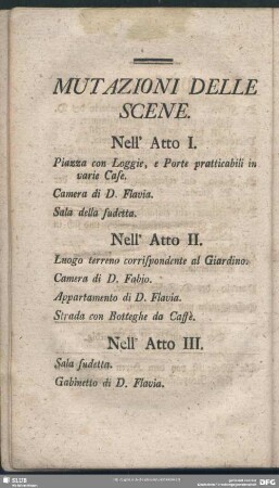 Mutazioni Delle Scene / Verwandlungen der Scenen