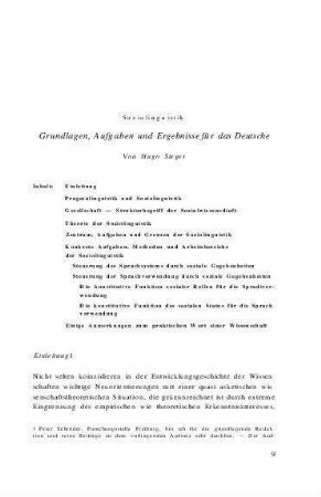 Soziolinguistik : Grundlagen, Aufgaben und Ergebnisse für das Deutsche