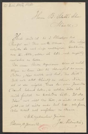 Brief an B. Schott's Söhne : 18.01.1882