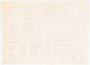 Studien von Schlusssteinen, Ornamentik, Kapitellen und Chorgestühl: Studien von Schlusssteinrosetten, Ornamentik, romanischen u. gotischen Kapitellen und Chorbänken