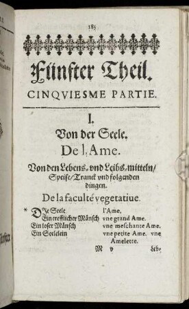 Fünfter Theil. = Cinquiesme Partie.