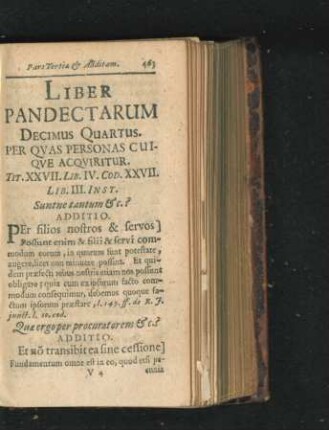 Liber Pandectarum Decimus Quartus.