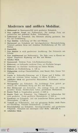Modernes und antikes Mobiliar (Nr. 1-187)