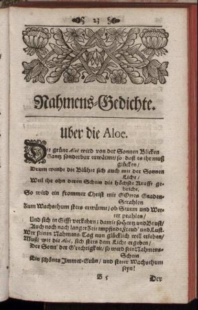 Nahmens- Gedichte.