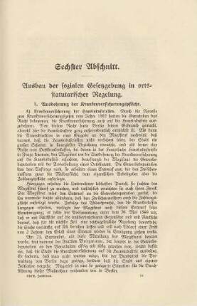 Sechster Abschnitt. Ausbau der sozialen Gesetzgebung in ortsstatutarischer Regelung
