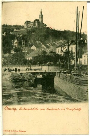 Aussig. Ferdinandshöhe von Landeplatz der Dampfschiffe