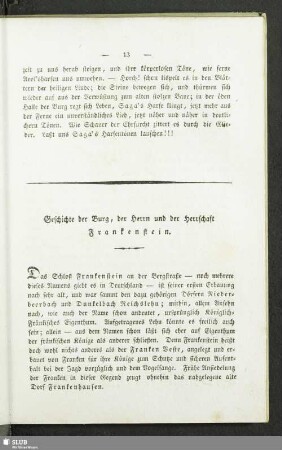 Geschichte der Burg, der Herrn und der Herrschaft Frankenstein