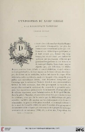 3. Pér. 35.1906: L' exposition du XVIIIe siècle à la Bibliothèque nationale, 1