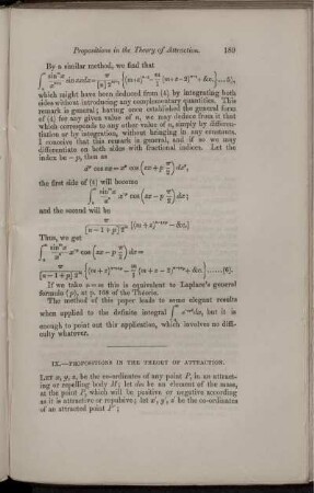 IX. Propositions in the theory of attraction.