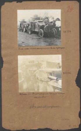 Von der Österr.Artillerie zerschossene ital. Panzerkraftwagen