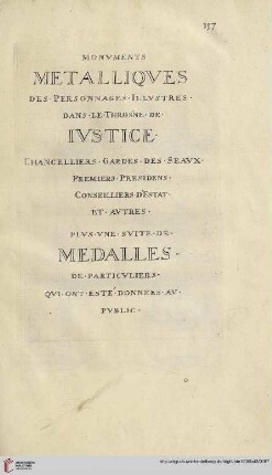 Monuments metalliques des personnages illustres dans le Throsne de iustice […]