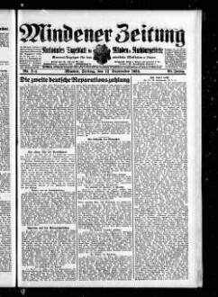 Mindener Zeitung : nationales Tageblatt für Minden u. Nachbargebiete : General-Anzeiger für den nördl. Reg.-Bezirk Minden