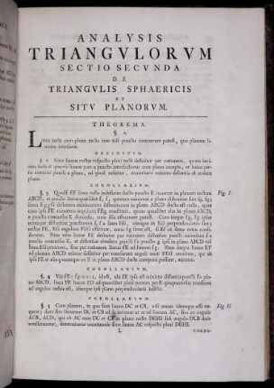 Analysis Triangulorum. Sectio Secunda. De Triangulis Sphaericis Et Situ Planorum.