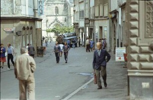 Gotha, Marktstraße. Blick von der Ecke Pfortenstraße zur Margarethenkirche am Neumarkt