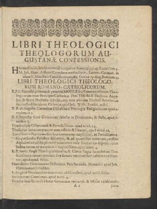 Libri Theologici Theologorum Romano-Catholicorum.